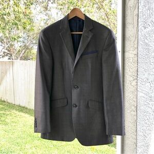 Billy London UK Men’s 38R Blazer 2 Button Sport Coat Gray Jacket w/ Blue Lining